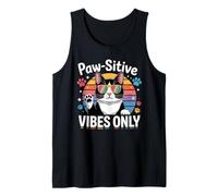 Cool Cat Paw-sitive Vibes Only Cute Cat Lover Tank Top