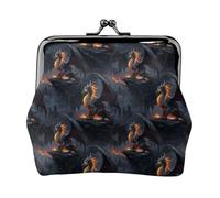 Cool Fire Mountain Dragon A Print Coin Purse for Women Kiss-lock Change Purse Wallets, Small PU Leather Coin Purses
