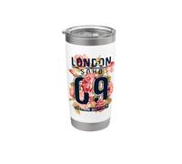 Cool Floral London Soho Graphic Tee Shirts, I Love London Doppelwandiger Edelstahl-Thermobecher