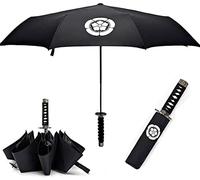 Cool Lemon Samurai Katana Master Schwert Griff Faltbarer Regenschirm Anime Tragbar Reise Japanischer Ninja Kompakt Regenschirme Winddicht Schwarz Kleber Anti UV Business Geburtstagsgeschenk für Männer