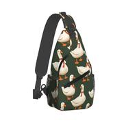 Cool Tie Goose Print Sling Bag für Herren und Damen, Crossbody-Tasche, Brusttasche, Tagesrucksack, Sling-Rucksack für Reisen, Wandern