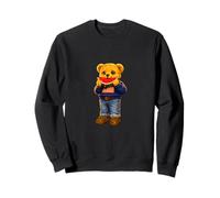 Cool USA Teddy Bear Eating Watermelon Illustration Graphic Sweatshirt