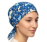 Cool4 Sommer Kopftuch Strand Bandana Meer Beanie Sonne Sonnenschutz Mütze Chemo Cap A04 (Blau mit türkis gelben Schmetterlingen)