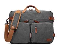 CoolBELL Convertible Rucksack, Laptop-Umhängetasche, Business-Koffer, multifunktionale Reisehandtasche für 17,3 Zoll Laptop für Herren/Damen (Canvas Dunkelgrau)
