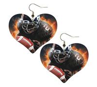 Coole American Football-Leder-Ohrringe für Damen, Herz-Ohrringe, leicht, baumelnde Ohrringe, Schmuck-Geschenke, One Size, Kein Edelstein