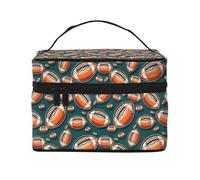 Coole American Football Make-up-Tasche, niedliche Kosmetiktasche für Damen, Kulturbeutel, große Reise-Make-up-Organizer-Tasche, Orange