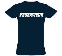 coole-fun-t-shirts Feuerwehr reflektierender Druck Kinder t-Shirt Dunkelblau, Gr.140cm