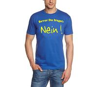 Coole-Fun-T-Shirts Herren Bevor du fragst: Nein T-Shirt, Blau (blau-gelb), Large