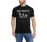 Coole-Fun-T-Shirts Herren T-Shirt Halt Dich FIT, TREIBE Sport Persiflage SCHWARZ/Weiss Gr.L