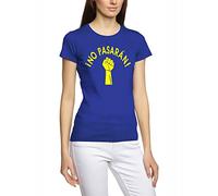 Coole-Fun-T-Shirts NO Pasaran ! Girly T-Shirt Blau-Gelb Gr.M
