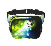 Coole Fußball-Gürteltasche, quadratisch, doppellagig, mit verstellbarem Riemen, Laufen, Reisen, Wandern, Schwarz , Einheitsgröße