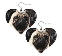 Coole Mops-Leder-Ohrringe für Damen, Herz-Ohrringe, leicht, baumelnde Ohrringe, Schmuck, Geschenke