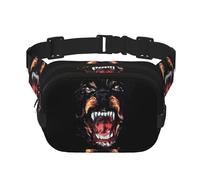 Coole Rottweiler-Hundekunst, Unisex, verstellbare Taille, quadratisch, doppellagig, Hüfttasche für Outdoor-Aktivitäten, Reisen, Laufen, Wandern, Schwarz , Einheitsgröße