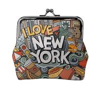 Coole Schlagzeug-Münzgeldbörse, Leder-Münzgeldbörse für Damen und Herren, persönliche kleine Münztasche, niedliche Münztasche mit Kussschloss, Niedliche New York Amerikanische Themenkunst,