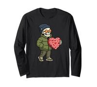 Coole Skelett-Pufferjacke mit Herzmotiv, Valentinstagsgeschenk Langarmshirt