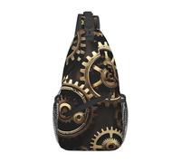 Coole Steampunk Gears faltbare Crossbody-Tasche - kleine Anti-Diebstahl-Crossbody-Tasche für Damen und Herren für Reisen und den täglichen Gebrauch, Schwarz, Einheitsgröße