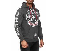 Coole Sweat-Jacke für Herren mit coolen Printmotiven Hoodie Kapuzen-Pullover 19077 Anthrazit Melange M