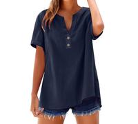 Coole T-Shirts Damen Zipfelshirt Frauen T-Shirt Shirt Mit Perlen Tshirt Gruen V Ausschnitt Schwarzes Oversize Dreiviertel Ärmel Motorrad Bluse Gummizug Sommerbluse Leicht