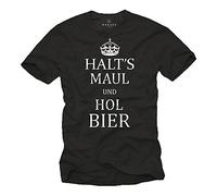 Coole T-Shirts mit witzigen Sprüchen HALTS Maul HOL Bier schwarz Männer XXXXXL