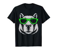 Cooler Capybara Kopf Mit Grüner Sonnenbrille T-Shirt