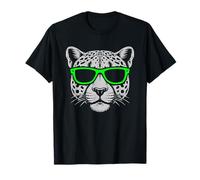 Cooler Gepard Kopf Mit Grüner Sonnenbrille T-Shirt