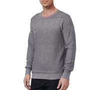 Cooler Herren Rundhals-Pullover mit modernem Strick-Muster Feinstrick-Sweater 13393 Anthrazit 2XL