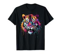 Cooler Tiger auf bunt bemaltem Tiger T-Shirt