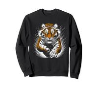 Cooler Tiger im Sprung mit kunstvollen Farbspritzern Sweatshirt