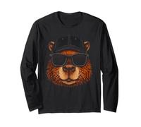 Cooles Capybara Porträt mit Sonnenbrille und Basecap Langarmshirt