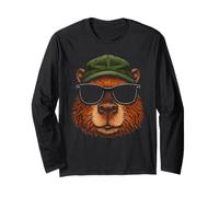 Cooles Capybara Porträt mit Sonnenbrille und Basecap Langarmshirt