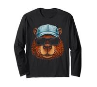 Cooles Capybara Porträt mit Sonnenbrille und Basecap Langarmshirt