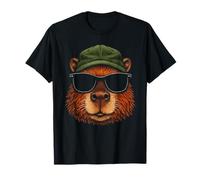 Cooles Capybara Porträt mit Sonnenbrille und Basecap T-Shirt