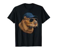 Cooles Capybara Porträt mit Sonnenbrille und Basecap T-Shirt