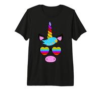 Cooles Einhorn Tier Kostüm Regenbogen bunt Karneval Fasching Premium T-Shirt