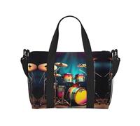 Cooles Schlagzeug-Set, bedruckt, Handgepäcktasche, Reisetasche, persönliche Gegenstände, für Reisen, Fitnessstudio, Sport, Wochenende, Schwarz , Einheitsgröße