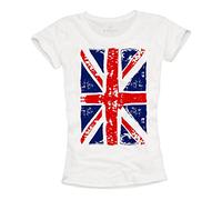 Cooles UK T-Shirt für Frauen Union Jack Flagge weiß Damen L