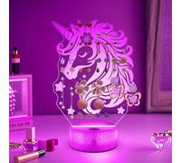 CoolGift Mart Magical Unicorn 3D leuchtende Acryl Desktop Ohrring Veranstalter - 16-Farben-LED-Display mit 77 Ohrring Löcher & Smart Mood Lighting mit Timer