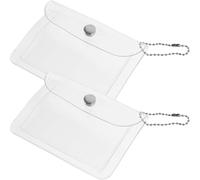 COOLHIYA 2 Stück Durchsichtige PVC Münzgeldbörse mit Druckknopfverschluss und Tragbarem Halsband für Reisen und Alltag Kompakte Aufbewahrungstasche für Karten und Kleingeld