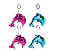 COOLHIYA Delfin Schlüsselanhänger Blau Kreativer Schlüsselanhänger aus Metall mit Pailletten 4 Stück Geschenk für Schlüssel und Rucksack
