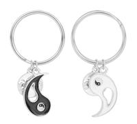 COOLHIYA Tai Chi Schlüsselanhänger aus Edelstahl im Yin und Yang Design 1 Paar Kreative und Dekorative Schlüsselanhänger für Paare als Besonderes Geschenk