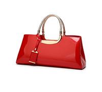 Coolives Damen Handtasche Tasche aus PU-Lackleder Henkeltasche Abendtasche Schultertasche Umhängetasche für die Hochzeit Rot EINWEG