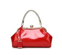 Coolives Damen Tasche Handtasche aus PU-Lackleder Henkeltasche Schultertasche Umhängetasche für die Hochzeit Rot EINWEG