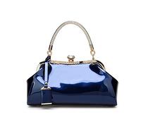 Coolives Damen Tasche Handtasche aus PU-Lackleder Henkeltasche Schultertasche Umhängetasche für die Hochzeit Königsblau EINWEG