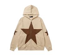COOLMONAR Damen-Kapuzenpullover mit Reißverschluss, lässig, Y2K, Vintage-Stern-Grafik, ästhetische Sweatshirts, Top, E-Girl, 90er-Jahre-Streetwear-Jacke, Gothic Jacke 6, S
