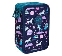 CoolPack 3-Fach Mäppchen Federmappe Federtasche XXL Federtasche Federmappe 3-Fach Schulstiftetui, dreifaches Federmäppchen 44-teilig gefüllte Schüleretui 3-stöckig Happy Unicorn, Bunt, E67549