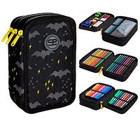 COOLPACK 3-FACH Mäppchen Federmappe Federtasche XXL Federtasche Federmappe Federmäppchen 44-teilig gefüllte Schüleretui 3-stöckig 19,5 x 12,5 x 6,5 cm Junge Mädchen (DARK NIGHT)
