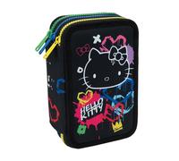 CoolPack Hello Kitty Jumper 3 gefülltes Etui - Schul-Etui mit 3 Fächern inklusive Schreibzubehör und Geometrie-Set - Federmäppchen von Hello Kitty Graffiti