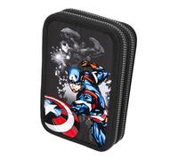 CoolPack Marvel Avengers 2-Fach Federmäppchen gefüllt - Schulmäppchen mit Schreib-, Mal- & Zeichenzubehör | Etui für Schule & Freizeit