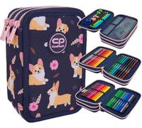 CoolPack Schulstiftetui 3-Fach Federtasche Federmappe, 44-teilig gefüllt, Elisabeth, 3-stöckig, Polyester, Reißverschluss, Handgriff, Schulranzen-Stil, Cartoon, Mehrfarben, 20 x 12,5 x 6 cm