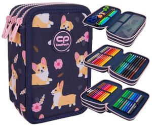 CoolPack Schulstiftetui 3-Fach Federtasche Federmappe, 44-teilig gefüllt, Elisabeth, 3-stöckig, Polyester, Reißverschluss, Handgriff, Schulranzen-Stil, Cartoon, Mehrfarben, 20 x 12,5 x 6 cm